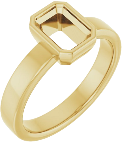 Sužadėtuvių Žiedas „Bezel-Set Solitaire“ 14k yellow gold Emerald 7mm x 5mm (1)