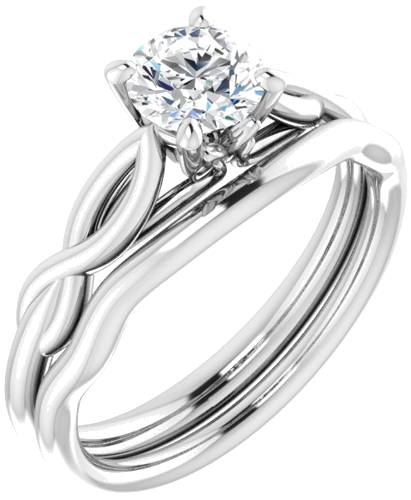 Sužadėtuvių Žiedas „Solitaire Sculptural“ 14k white gold Round 5.5mm (6)