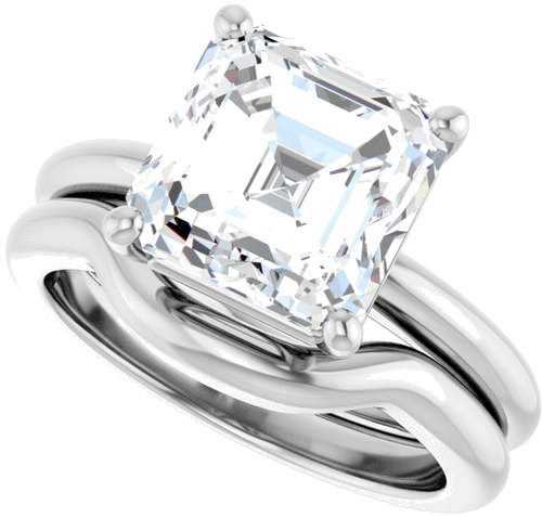 Sužadėtuvių Žiedas 14k white gold Asscher 9mm (10)