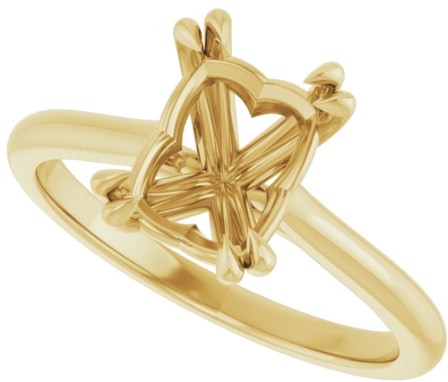 14K Yellow 8x6 mm Emerald Solitaire Engagement Ring Mounting (5)