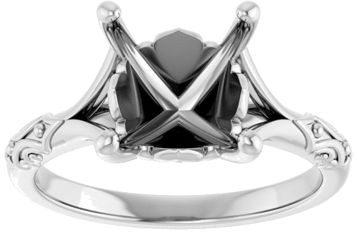 Sužadėtuvių Žiedas „Solitaire Sculptural“ 14k white gold Asscher 8mm (3)
