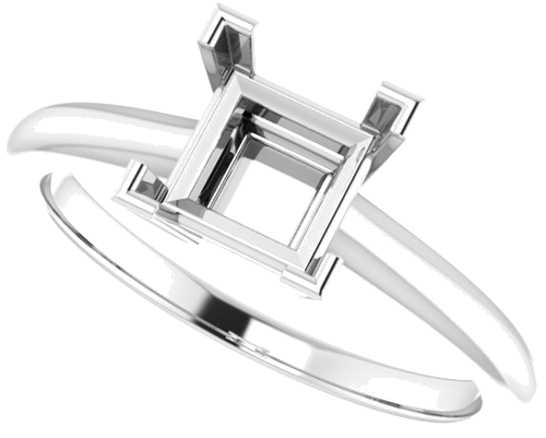 Platinum 6 mm Square Solitaire Engagement Ring Mounting (5)