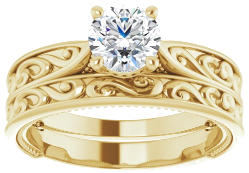 Sužadėtuvių Žiedas „Solitaire Vintage-Inspired“ 14k yellow gold Round 5.8mm (8)