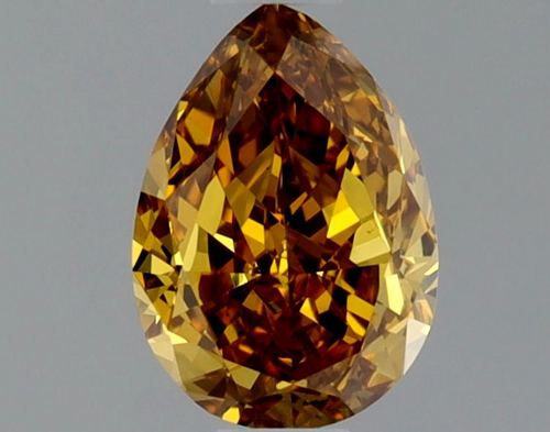 0.56 carat Fancy Deep Brownish Orangey Yellow-SI1 Natūralus Pear Deimantas (1)