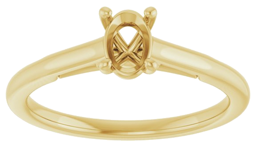 14K Yellow  6x4 mm Oval Solitaire Engagement Ring Mounting (3)