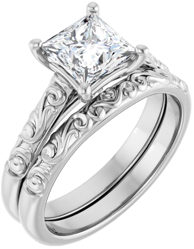 Sužadėtuvių Žiedas „Solitaire“ 14k white gold Square 6mm (6)