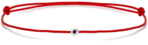 Sarkanas diega rokassprādze ar baltā zelta pērlīti un safīru (1)