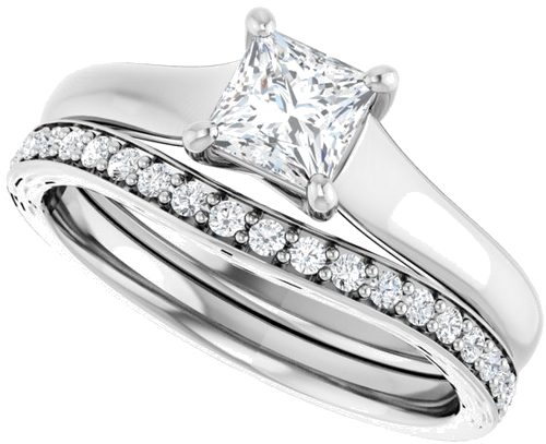 14K White 4.5 mm Square Solitaire Engagement Ring Mounting (10)