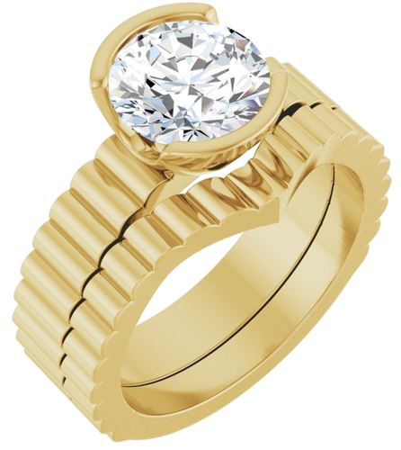 Sužadėtuvių Žiedas „Half-Bezel Solitaire“ 14k yellow gold Round 8mm (6)