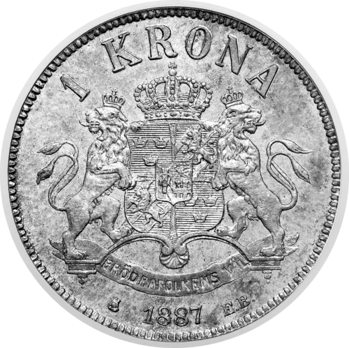 1 Krona Oscar II (1877-1889) Švedija sidabrinė moneta (2)