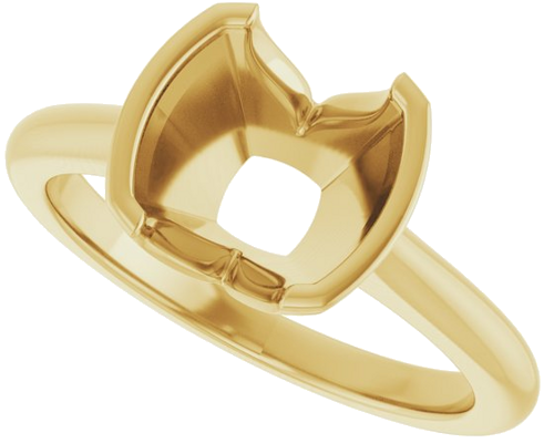 Sužadėtuvių Žiedas „Half-Bezel Solitaire“ 14k yellow gold Cushion 8mm (5)