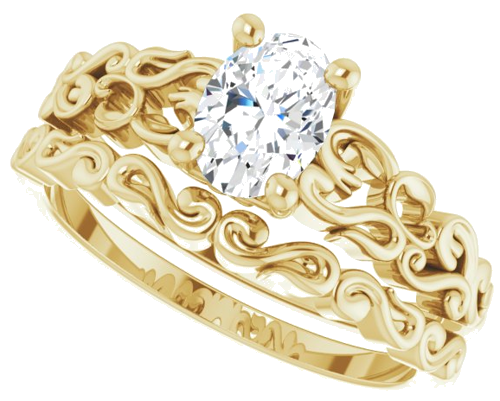 Sužadėtuvių Žiedas „Solitaire Sculptural“ 14k yellow gold Oval 7mm x 5mm (10)