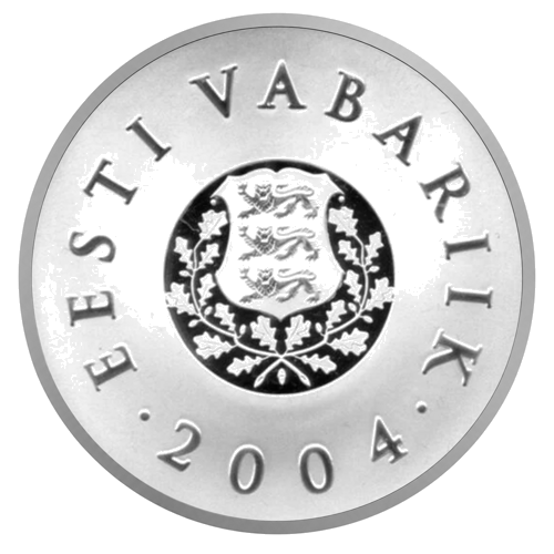 2004 Эстония Национальный флаг 10 крон серебряная монета (2)