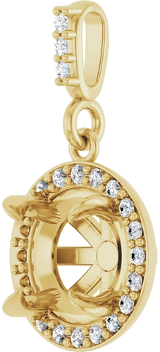 Pakabukas „Halo-Style“ 14k yellow gold Round 7mm (2)