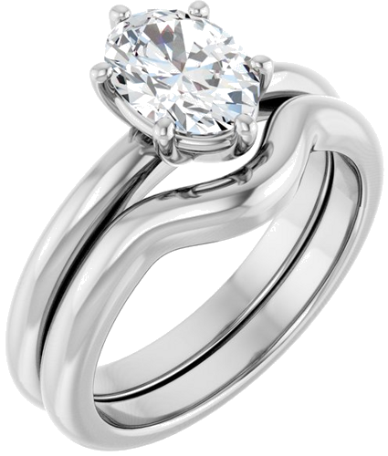 Sužadėtuvių Žiedas 14k white gold Oval 8mm x 6mm (6)