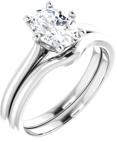 14K White 8x6 mm Oval Solitaire Engagement Ring Mounting (6)