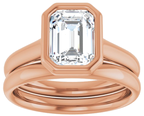 Sužadėtuvių Žiedas „Bezel-Set Solitaire“ 10k rose gold Emerald 8mm x 6mm (8)