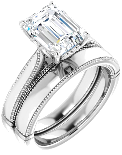 Sužadėtuvių Žiedas „Solitaire“ 14k white gold Emerald 9mm x 7mm (6)