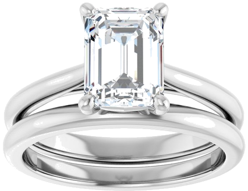 Sužadėtuvių Žiedas „Solitaire“ 14k white gold Emerald 8mm x 6mm (8)