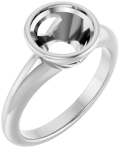 Sužadėtuvių Žiedas „Bezel-Set Solitaire“ 14k white gold Round 8.2mm (1)