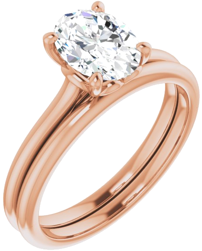 Sužadėtuvių Žiedas „Solitaire“ 585 Rožinis Aukso Oval 8mm x 6mm (6)