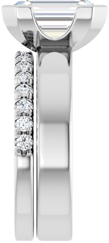 Sužadėtuvių Žiedas „Half-Bezel Solitaire“ 14k white gold Emerald 10mm x 8mm (9)