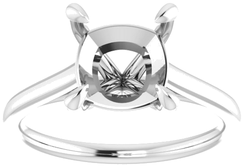 14K White  8 mm Cushion Solitaire Engagement Ring Mounting (3)