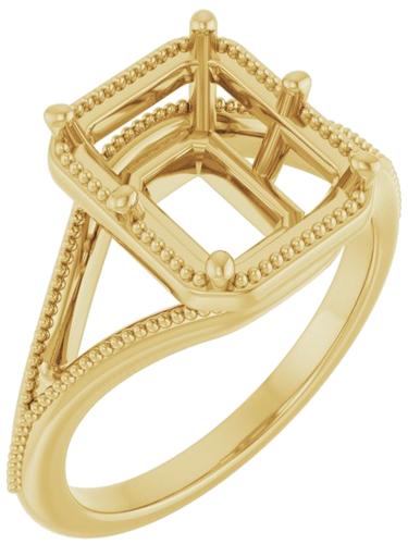 Sužadėtuvių Žiedas „Solitaire“ 14k yellow gold Emerald 10mm x 8mm (1)