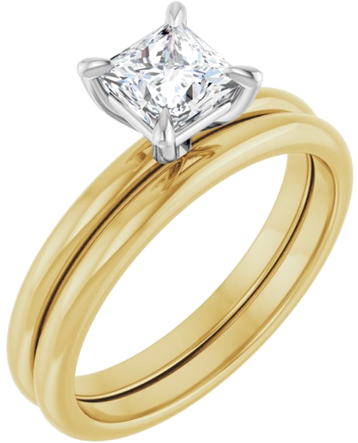 14K Yellow White 5 x 5 mm Square Engagement Ring Mounting (6)