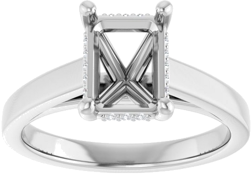 Sužadėtuvių Žiedas „Hidden Halo-Style“ 14k white gold Emerald 8mm x 6mm (3)