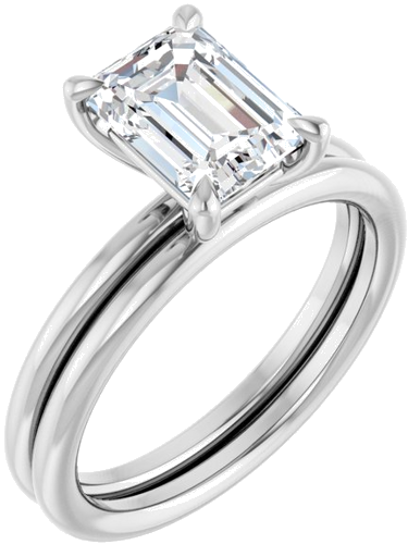 Sužadėtuvių Žiedas „Claw-Prong Solitaire“ 14k white gold Emerald 8mm x 6mm (6)