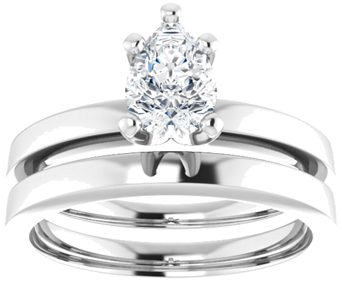 Sužadėtuvių Žiedas „Solitaire“ 14k white gold Pear 7mm x 5mm (8)