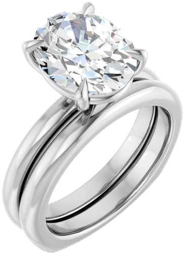 Sužadėtuvių Žiedas „Claw-Prong Euro Shank“ 14k white gold Oval 11mm x 9mm (6)