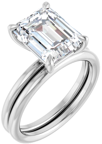 Sužadėtuvių Žiedas „Claw-Prong Solitaire“ 14k white gold Emerald 10mm x 8mm (6)
