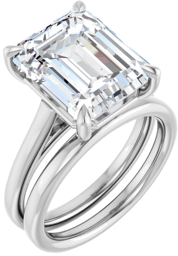 Sužadėtuvių Žiedas „Claw-Pong“ 14k white gold Emerald 12mm x 10mm (6)