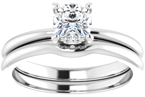 14K White 5 mm Cushion Solitaire Engagement Ring Mounting (8)