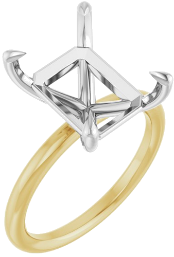 Sužadėtuvių Žiedas „Claw-Prong Solitaire“ 14k yellow/white gold Emerald 12mm x 10mm (1)
