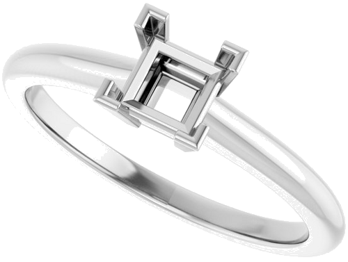 Sužadėtuvių Žiedas „V-End Prong“ 14k white gold Square 4.5mm (5)