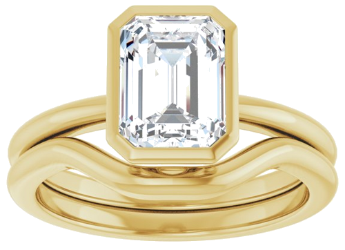 Sužadėtuvių Žiedas „Bezel-Set“ 14k yellow gold Emerald 8mm x 6mm (8)