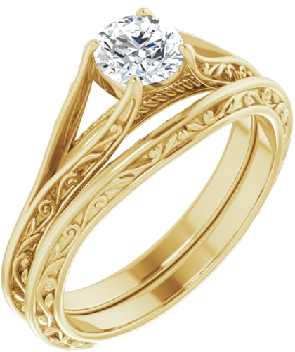 14K Yellow 5.2 mm Round Engagement Ring Mounting (6)