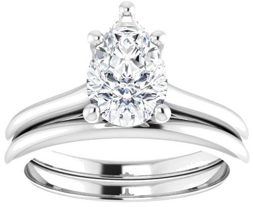 14K White 9x6 mm Pear Solitaire Engagement Ring Mounting (8)