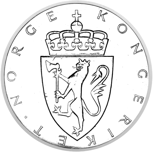10 Kronų Konsitucijos jubiliejus Norvegija 1964 sidabrinė moneta (2)
