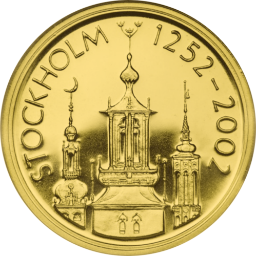 2000 крон 750 лет Стокгольму Швеция золотая монета (2)