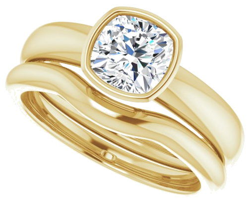 Sužadėtuvių Žiedas „Bezel-Set Solitaire“ 14k yellow gold Cushion 6mm (10)