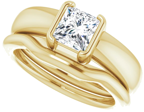 Sužadėtuvių Žiedas „Half-Bezel Solitaire“ 14k yellow gold Square 5.5mm (10)