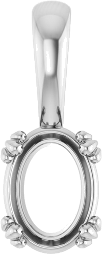 Pakabukas „Decorative Prong Solitaire“ 14k white gold Oval 8mm x 6mm (1)