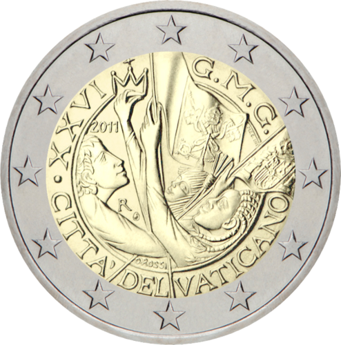 2011 Vatikānas Pilsētas 26. Pasaules Jauniešu dienu 2 eiro monēta (1)