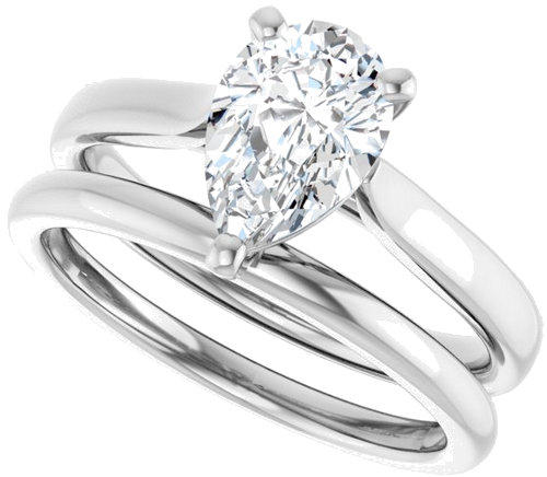 Sužadėtuvių Žiedas „Solitaire“ 585 Baltojo Aukso Pear Shape 9mm x 6mm (11)