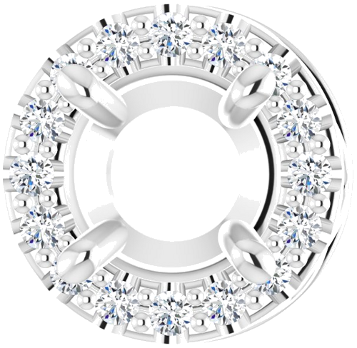 14K White 4.8 mm Round .08 CTW Natural Diamond Semi-Set Pendant (1)