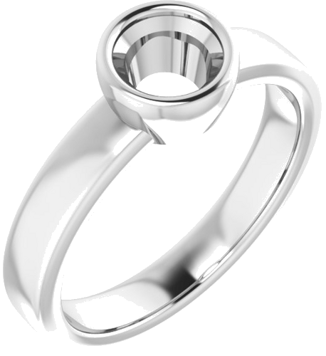 Sužadėtuvių Žiedas „Bezel-Set Solitaire“ 14k white gold Round 5.5mm (1)